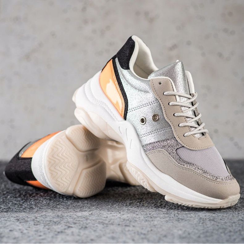 SHELOVET Baskets confortables à la mode argent multicolore 1