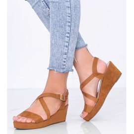 Sandales compensées Camel Bianco brun 2