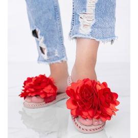 Chaussons femme Dain rouges 1