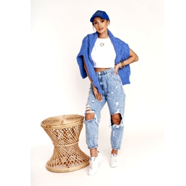 Baskets Cuir Femme Big Star BB274211 Blanc et Bleu Marine 1