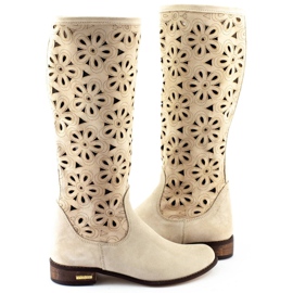 Olivier Boots ajourées beige clair femme 4