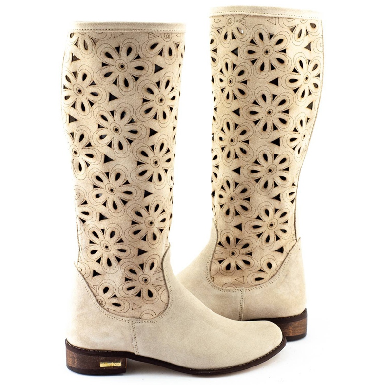 Olivier Boots ajourées beige clair femme 4