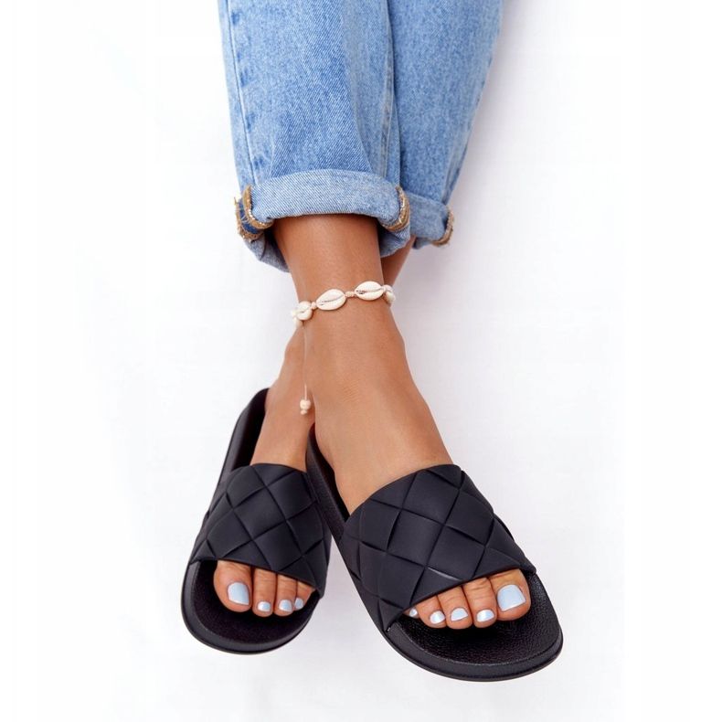 PS1 Pantoufles En Caoutchouc Noires Pour Femmes Let's Swim le noir 3