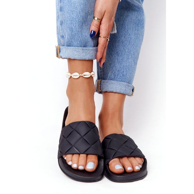 PS1 Pantoufles En Caoutchouc Noires Pour Femmes Let's Swim le noir 1