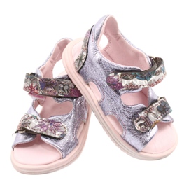 Sandales en cuir des filles Mazurek 1314 Amethyst Perła violet argent 2