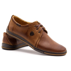 Polbut Chaussures en cuir masculin 343p Openwork Camel brun 2