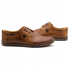 Polbut Chaussures en cuir masculin 343p Openwork Camel brun 3