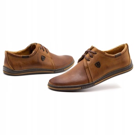 Polbut Chaussures en cuir masculin 343p Openwork Camel brun 4