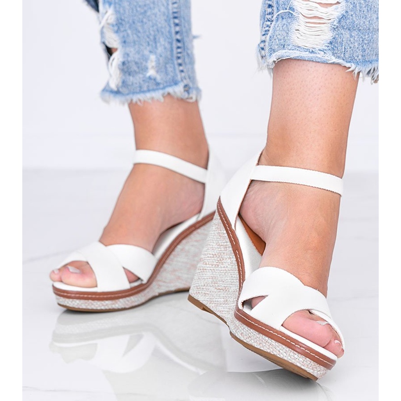 Sandales compensées blanches Marcy 1