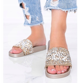 Chaussons femme Bling Bling dorés d'or 1