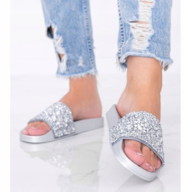 Chaussons femme argent Bling Bling 1 Chaussons femme argent Bling Bling 1