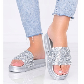 Chaussons en argent avec zircone Love Bling 2