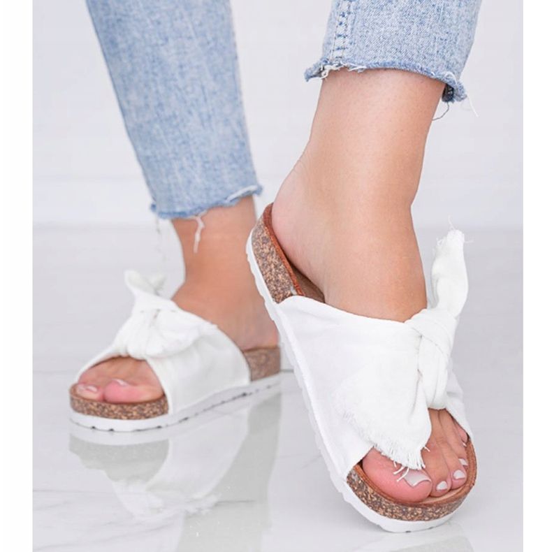 Sandales blanches sur semelle en liège Martenn 1