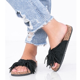 Sandales noires sur la semelle en liège Crys 1