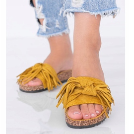 Chaussons moutarde à semelle en liège jaune 1