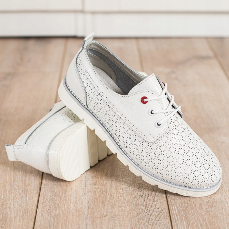 Goodin Chaussures ajourées en cuir blanche 1
