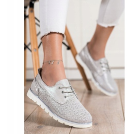 Goodin Chaussures ajourées en cuir multicolore d'or 1