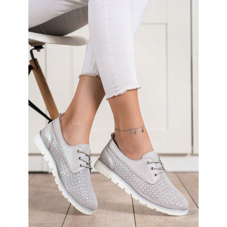 Goodin Chaussures ajourées en cuir multicolore d'or 2