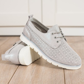 Goodin Chaussures ajourées en cuir multicolore d'or 3