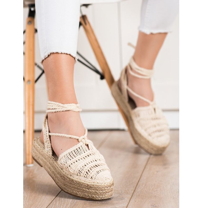 Small Swan Sandales espadrilles nouées beige 1