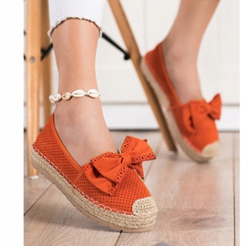 Mannika Espadrilles Ajourées Avec Un Noeud orange 3