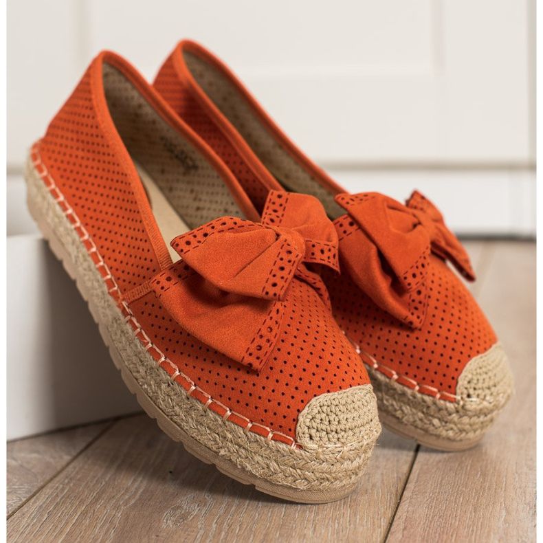Mannika Espadrilles Ajourées Avec Un Noeud orange 2