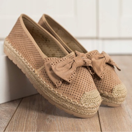 Mannika Espadrilles Ajourées Avec Un Noeud brun 3