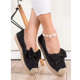Mannika Espadrilles Ajourées Avec Un Noeud le noir 1