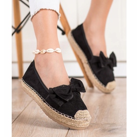 Mannika Espadrilles Ajourées Avec Un Noeud le noir 3