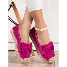 Mannika Espadrilles Ajourées Avec Un Noeud rose 2