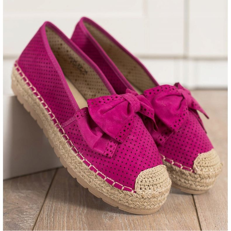 Mannika Espadrilles Ajourées Avec Un Noeud rose 1