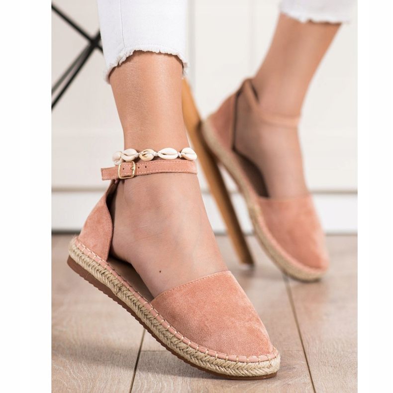 Small Swan Espadrilles confortables en daim rose 1