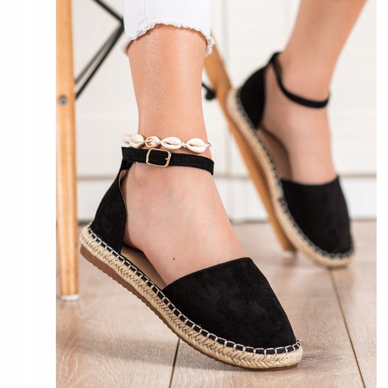 Small Swan Espadrilles confortables en daim le noir 2