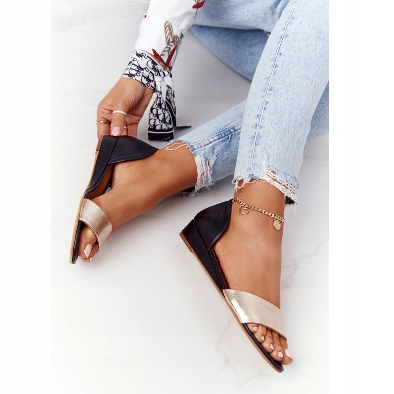 Sandales Cuir Maciejka 1971-46 Noir et Or 1