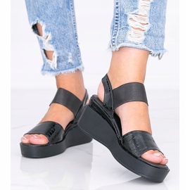 Sandales compensées noires Tiffi le noir 2