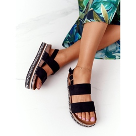 Sandales en daim sur la plate-forme noire Olympia multicolore 1