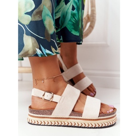Sandales en daim sur la plate-forme beige Olimpia multicolore 5