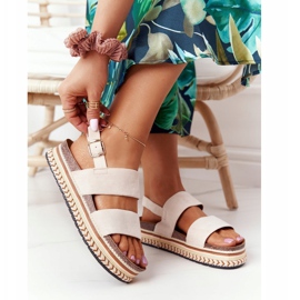 Sandales en daim sur la plate-forme beige Olimpia multicolore 2