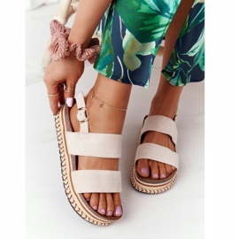 Sandales en daim sur la plate-forme beige Olimpia multicolore 1