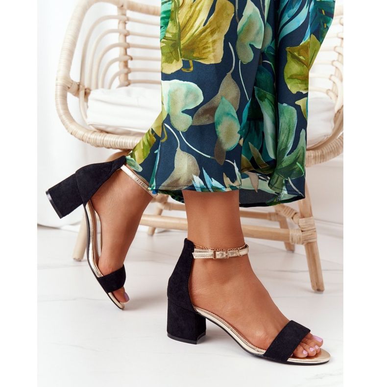 Sandales noires en daim à talon Janet le noir 2