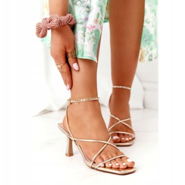 Sandales à talon haut à bout carré S.Barski C420-11 Złote doré 1