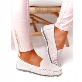 Mocassins Cuir Ecologique Rio Flore Beige gris 3