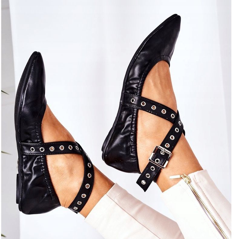 Ballerines en Cuir Plié Lu Boo Noir le noir 1