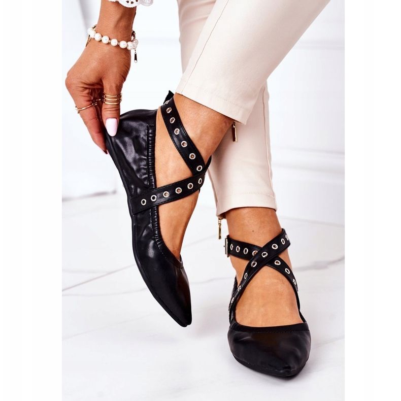 Ballerines en Cuir Plié Lu Boo Noir 2