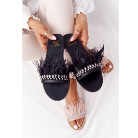 Chaussons Lu Boo Noirs Avec Plumes 2