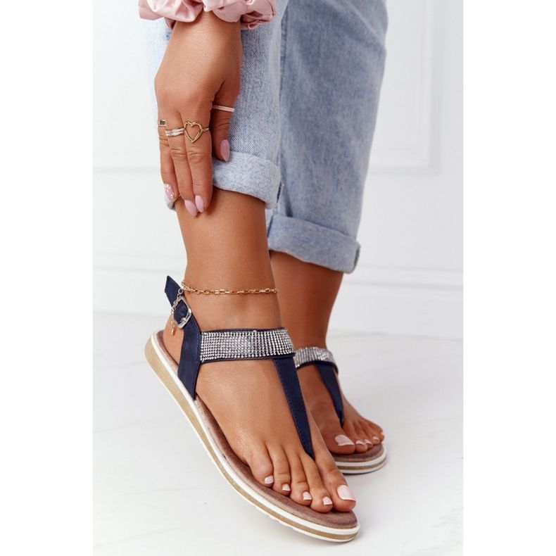 S.Barski Sandales Tongs Avec Zircone S. Barski 701-12 Bleu Marine brun 1