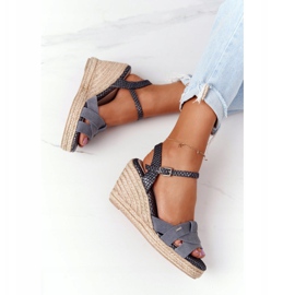 Sandales compensées en cuir Big Star HH274378 Argent gris 1