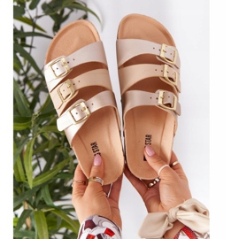 Chaussons profilés en cuir Big Star HH274585 Beige et Or doré 1