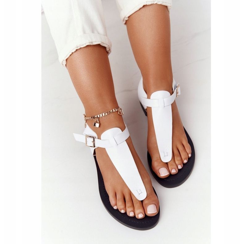 Sandales en cuir Tongs Big Star HH274702 Blanc 1