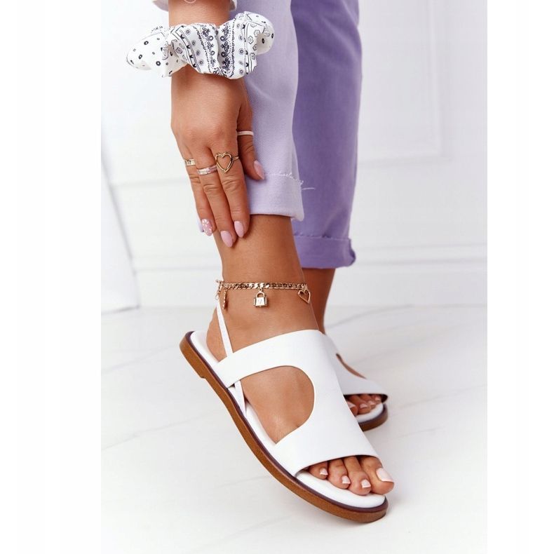 Sandales En Cuir Avec Cuff Big Star HH274717 Blanc blanche 2 Sandales En Cuir Avec Cuff Big Star HH274717 Blanc blanche 2